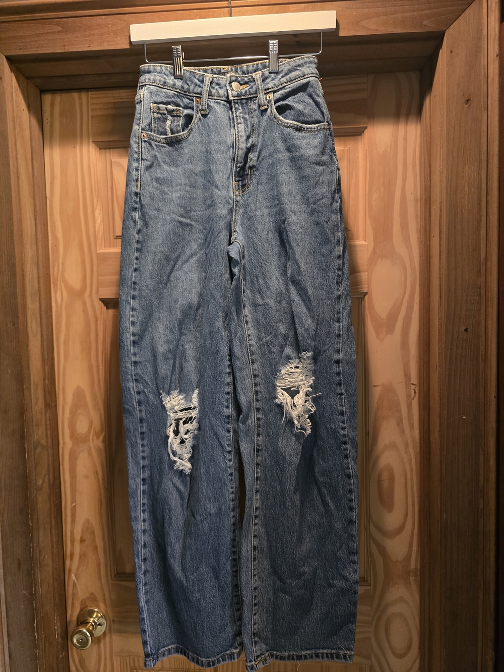 wild fable Distressed Light Blue Baggy Wide Leg Jeans 24r